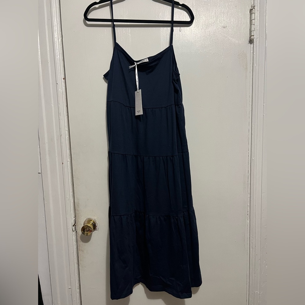 NWT Navy Maxi Tiered Cotton Dress